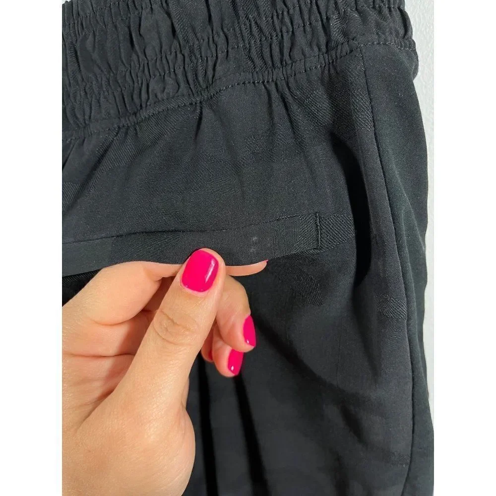 Athleta Brooklyn Textured Lined Jogger Pants Sz 4 Black Camo Pockets Pull On